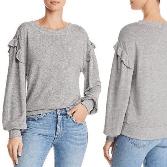 Paige Heather Grey Ruffled Sleeve Sweater - Picture 3 of 7